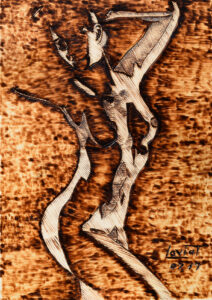 30 x 42 cm tableau_pyrogravure_inspire_elle_danse_dans_la_lumiere_bd