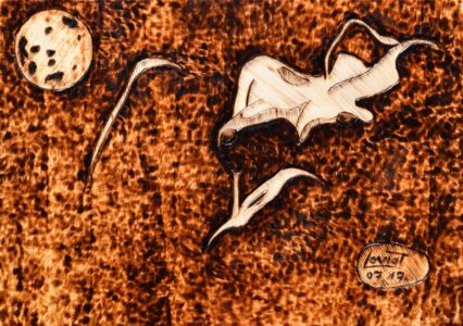 42 x 30 cm tableau_pyrogravure_inspire_la_belle_a_la_lune_bd