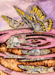 30 x 40 cm tableau_pyrogravure_inspire_reflets_de_papillon_bd